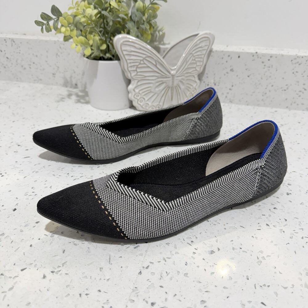 Rothy's Womens The Point Slip On Cap-Toe Ballet Flat Gray Mist Size 9